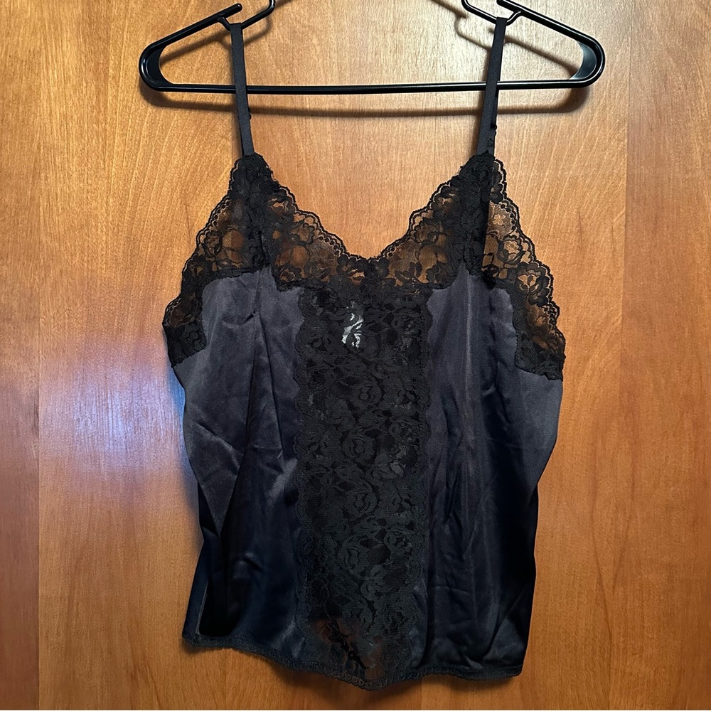 Vintage Bestform Lingerie Tank Top Black Lace Size 36‎ Medium